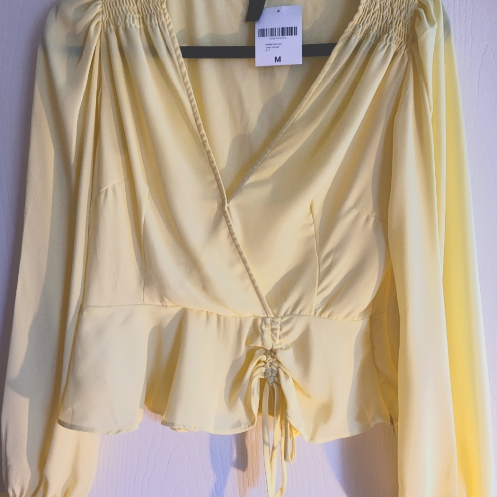 Forever 21, Top, Yellow, Medium, blouse
